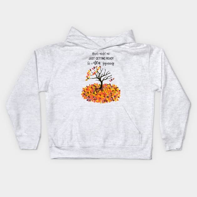 Fall in Love Colorful Leaves Autumn Season Tree Design Kids Hoodie by Syressence